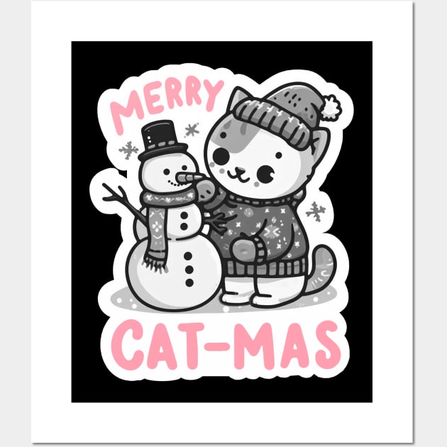 Merry Cat-Mas Wall Art by Plushism